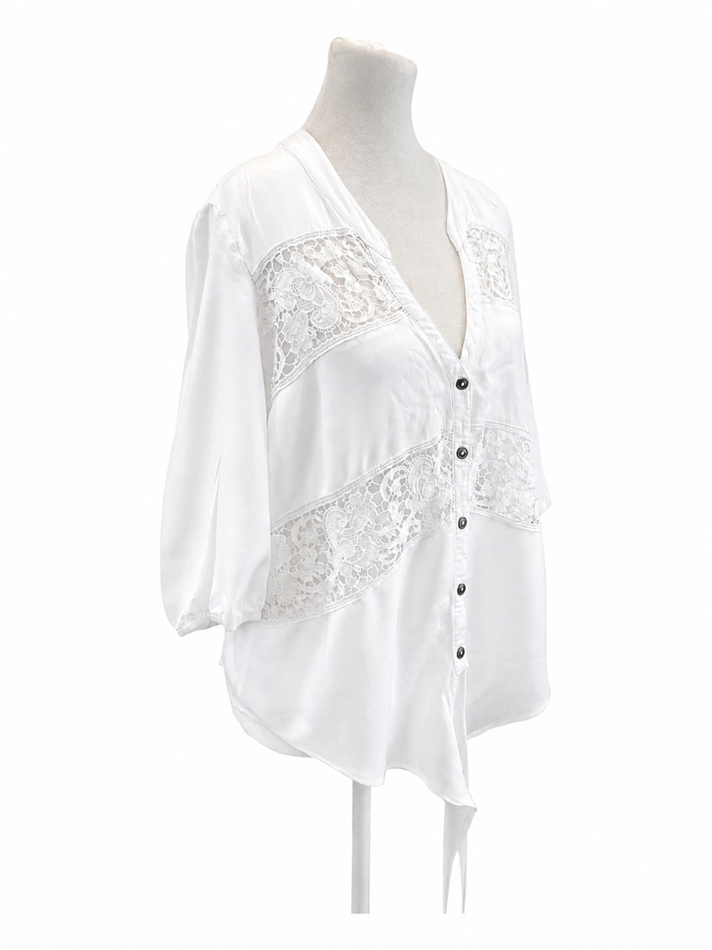 White Crochet Lace Boho Blouse Oversized Romantic Cottagecore Top